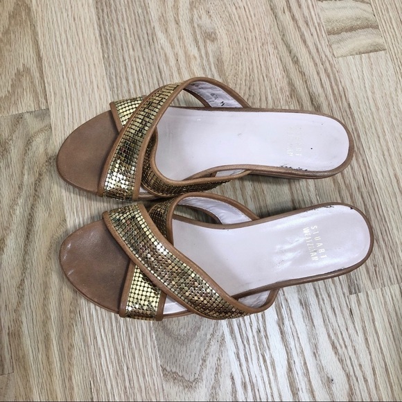 Stuart Weitzman Gold Wrap Platform Sandals Sz 6.5 - Picture 4 of 6